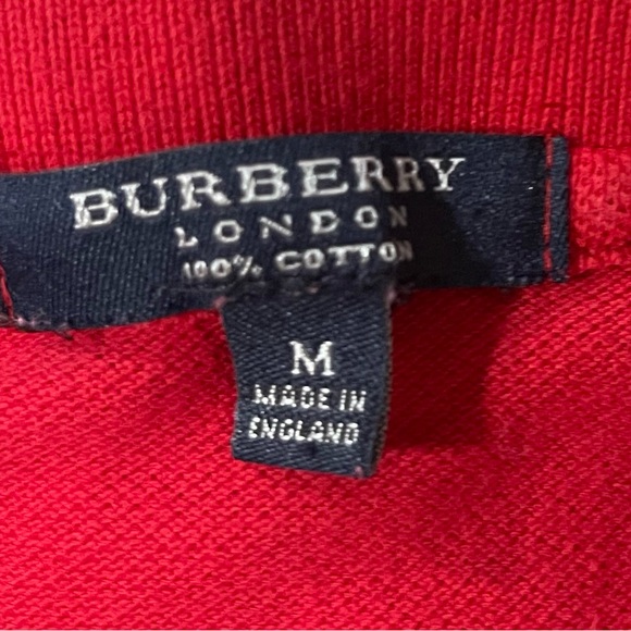 Burberry Red Cotton Polo Top with Navy Label - Picture 5 of 5